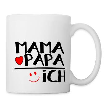 Mama + Papa = Ich - Tasse - Weiß - Rechts