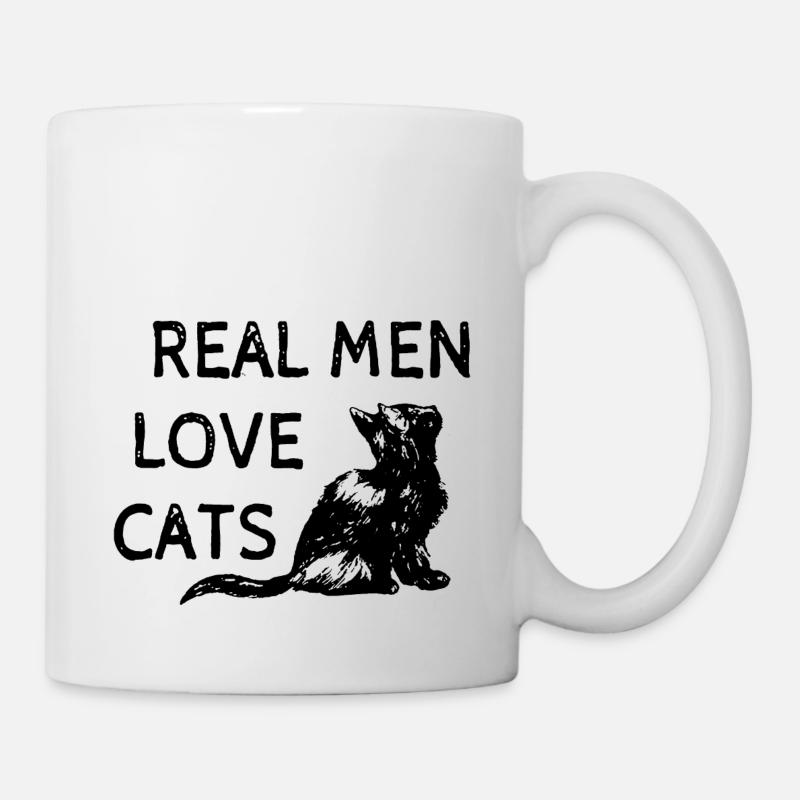 Real Men Love Cats chaton assis - Mug blanc - blanc