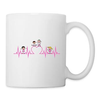 Heartbeat heart children love educator profession pink - Mug - white - Right