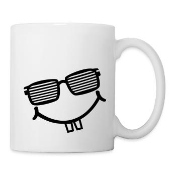 cool smiley with shutter shades - Mug - white - Right