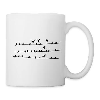Vögel auf Stromleitungen - Tasse - Weiß - Rechts