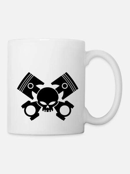 pistons - rods and skull - Mug blanc - blanc