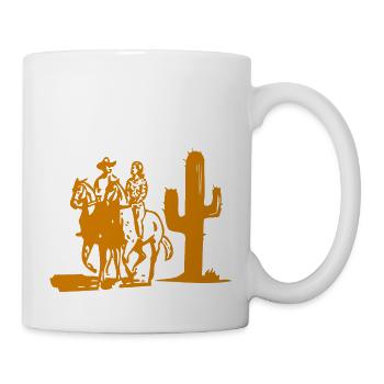 Western Cowboy Kaktus Landschaft Motiv - Tasse - Weiß - Rechts