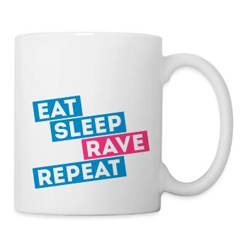 i love eat sleep rave dance musik repeat t-shirts - Tasse - Weiß - Rechts