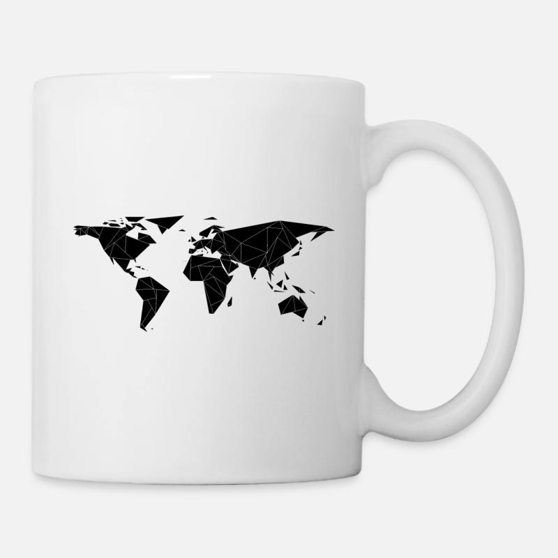 Weltkarte Geometrisch schwarz - Tasse - Weiß