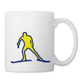 ski combine nordique fond dessin trace - Mug blanc - blanc - Droite