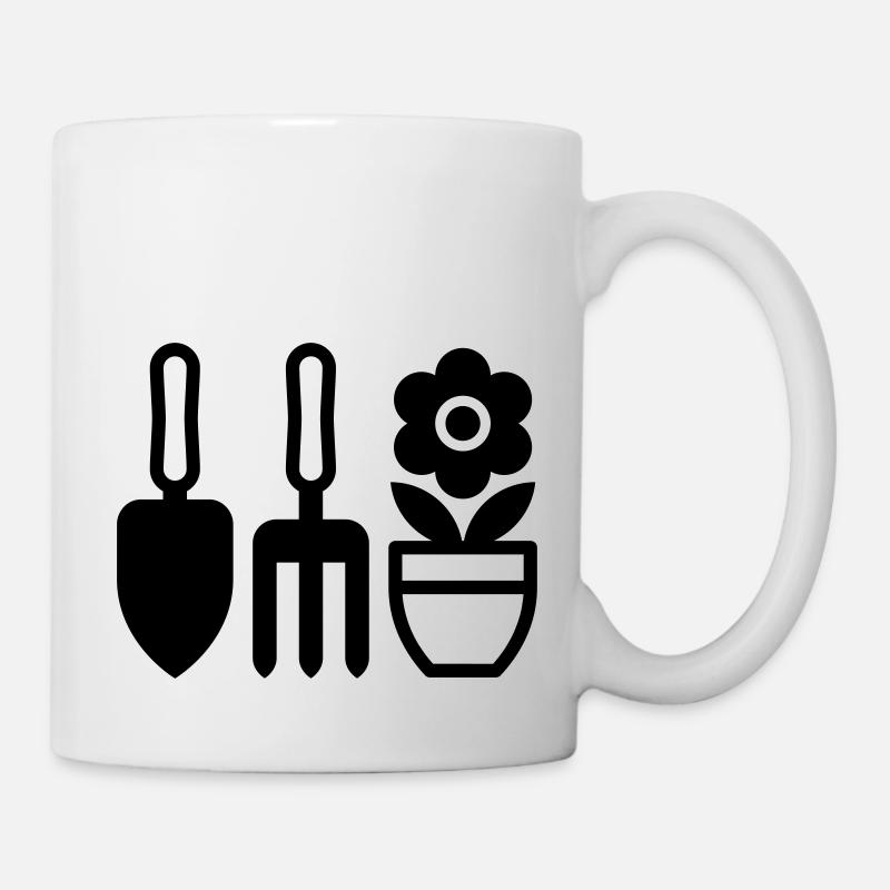 Gartenwerkzeug und Blumen - Tasse - Weiß