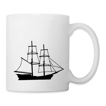 brick ship drawing sailboat brig brig - Mug - white - Right