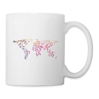 Weltkarte Geometrisch bunt Regenbogen - Tasse - Weiß - Rechts