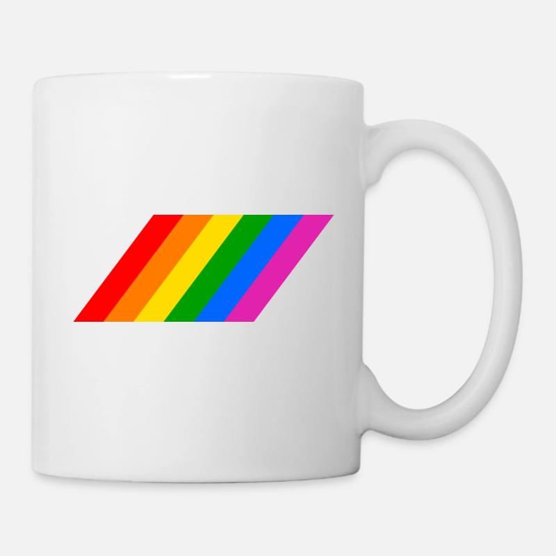Drapeau arc-en-ciel en pente - Mug blanc - blanc