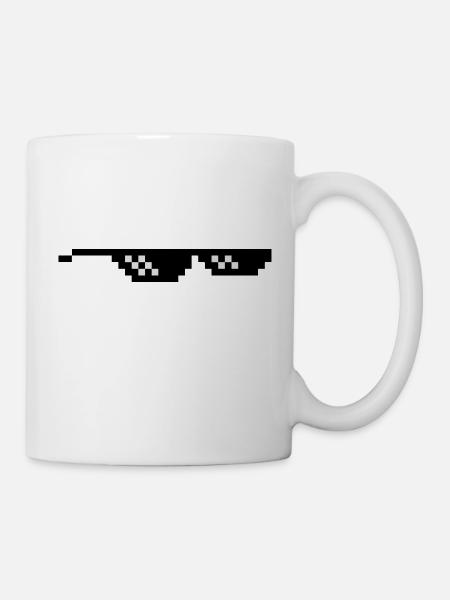 geeks lunettes pixel internet meme - Mug blanc - blanc