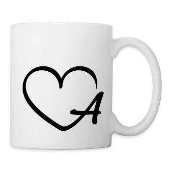 Liebe Buchstabe A mit Herz - Tasse - Weiß - Rechts