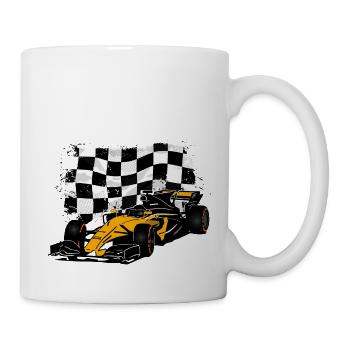 Racecar - Rennauto - Racing Flag - Tasse - Weiß - Rechts