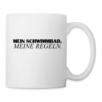 Bademeister Sprüche Mein Schwimmbad meine Regeln - Tasse - Weiß - Rechts