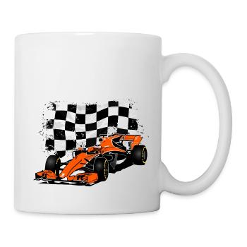 Racecar - Rennauto - Racing Flag - Tasse - Weiß - Rechts