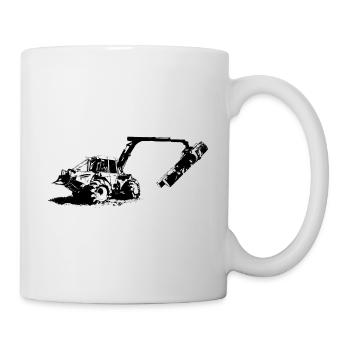 Tracteur forestier en action (fond blanc) - Mug blanc - blanc - Droite