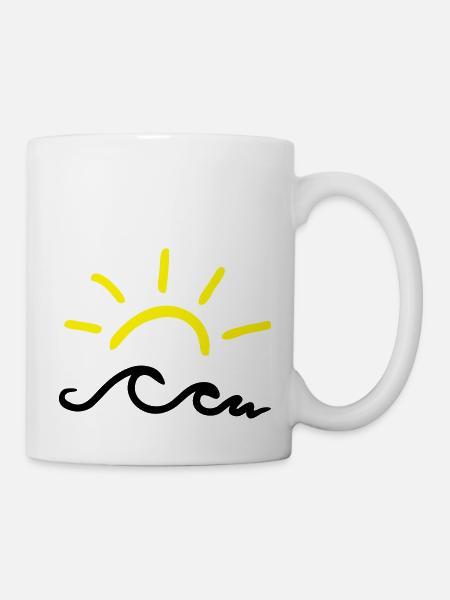 Sonne und Wellen - Tasse - Weiß