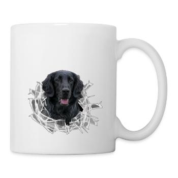 Flat Coated Retriever im Glasloch - Tasse - Weiß - Rechts