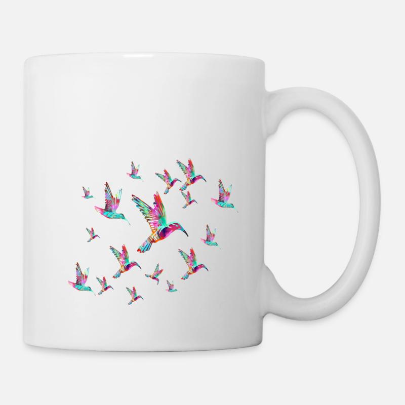 coloré, troupeau, illustration, colibri, oiseaux, oiseau, - Mug blanc - blanc