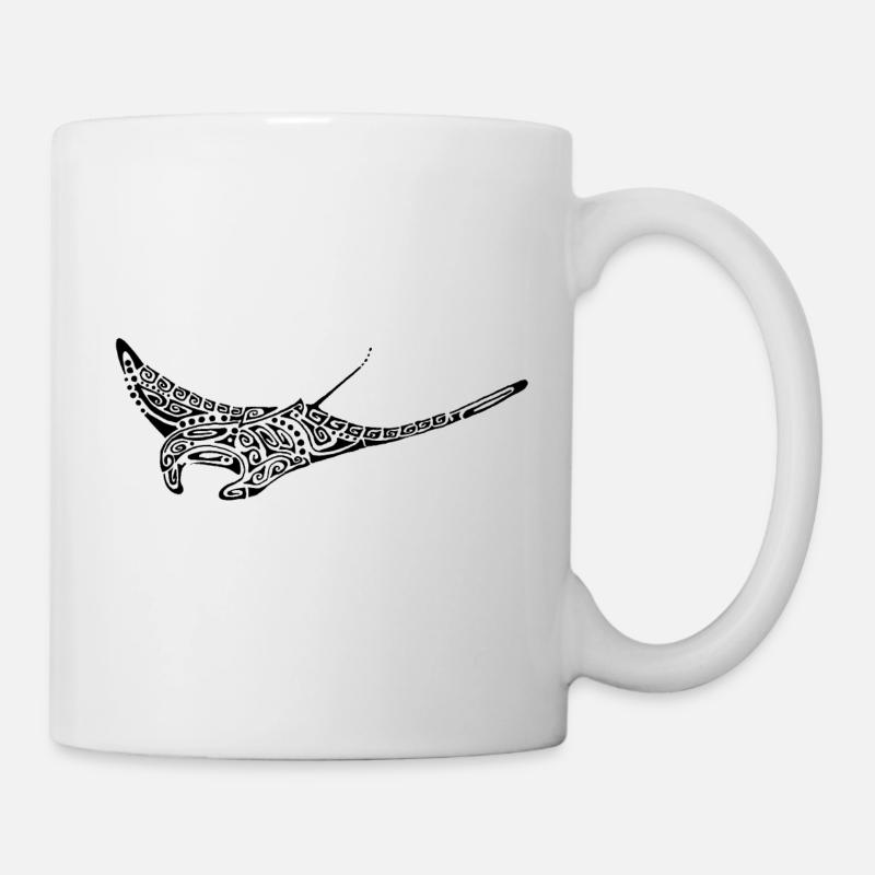 tatoo raie manta noire - Mug blanc - blanc