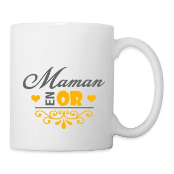 MAMAN EN OR tshirt cadeau noel anniversaire fêtes - Mug blanc - blanc - Droite