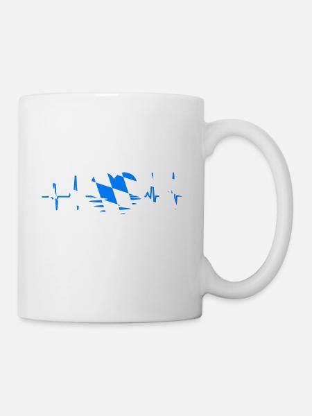 Bayern Flagge Herzschlag Puls Sinuskurve EKG Herz - Tasse - Weiß