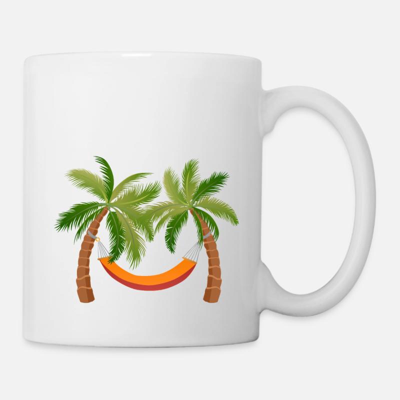 palmier hamac arbre vacances palmiers - Mug blanc - blanc