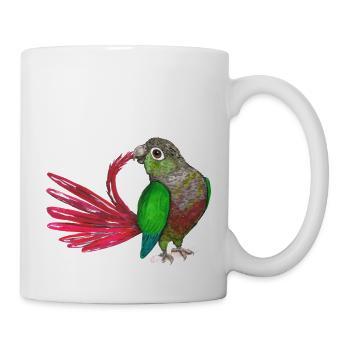 Grünsäugiger Sittich bürsten. - Tasse - Weiß - Rechts