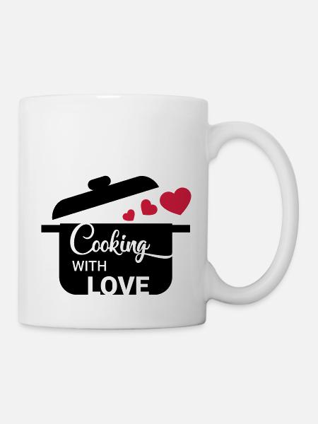 Cuisiner avec amour - Mug blanc - blanc