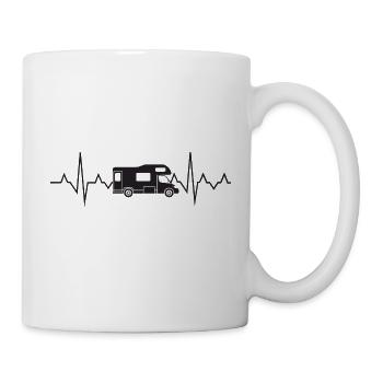 Camping Camper Caravan EKG Heartbeat Heart Line - Mug - white - Right