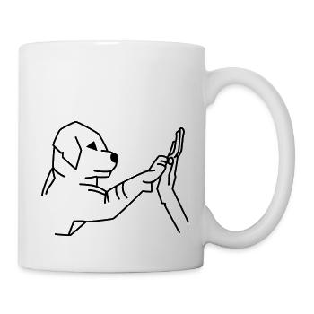 Dog human handshake - Mug - white - Right