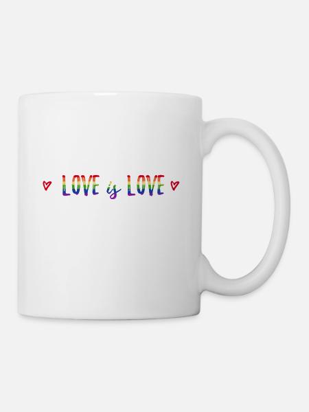 L'amour est l'amour coeur cool disant gay pride LGBT - Mug blanc - blanc