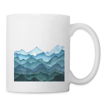 Paysage avec collines ou montagnes - aquarelle - Mug blanc - blanc - Droite