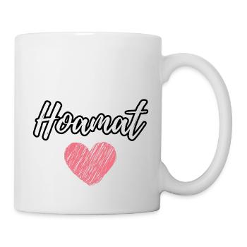 Hoamat Liebe mit rotem Herz Schriftzug - Tasse - Weiß - Rechts