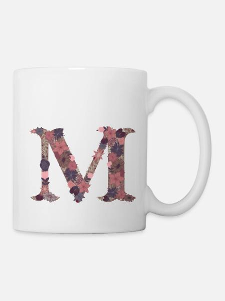 Flower Letter M - Mug - white
