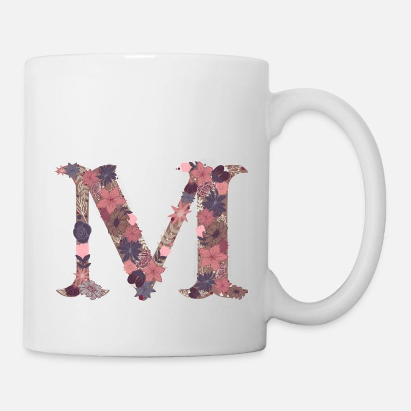 Blumenbuchstabe M - Tasse - Weiß