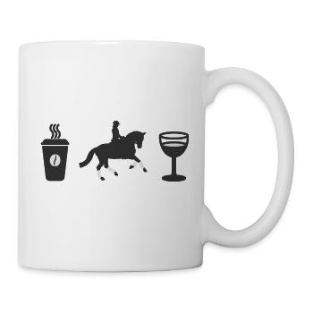Kaffee Reiten Wein Frauen Geschenk Pferd - Tasse - Weiß - Rechts