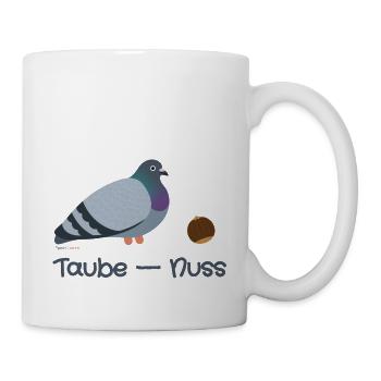 Taube Nuss - Pigeon Friend - Stadttaube und Nuss - Tasse - Weiß - Rechts