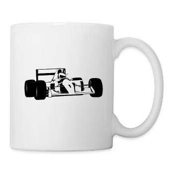 Voiture de course silhouette noir et blanc - Mug blanc - blanc - Droite