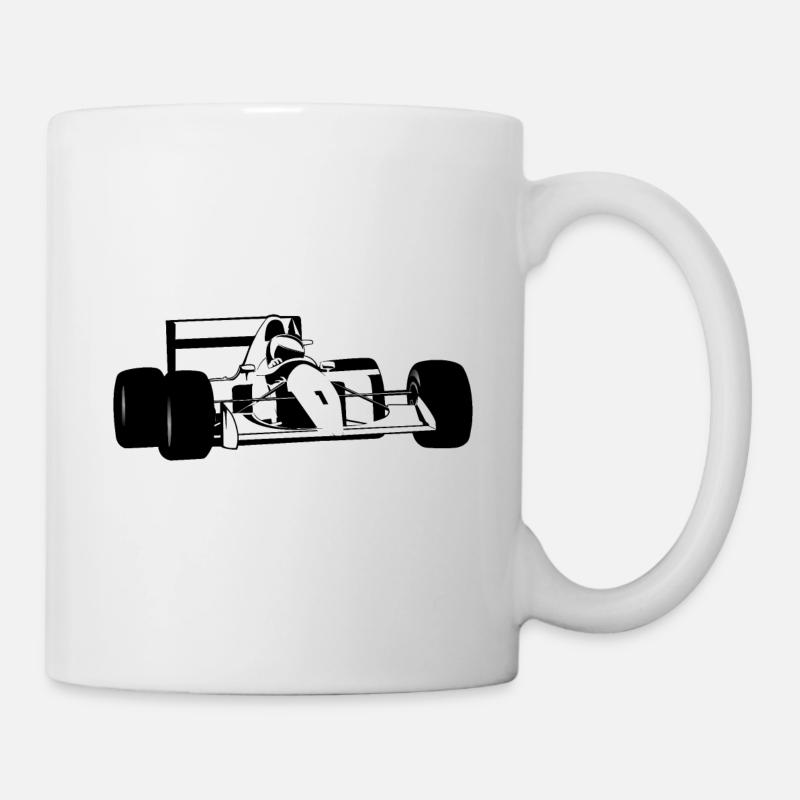 Voiture de course silhouette noir et blanc - Mug blanc - blanc
