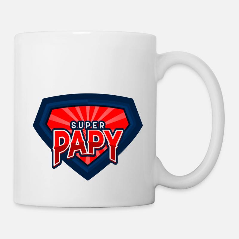 SUPER PAPY - logo super héros - Mug blanc - blanc