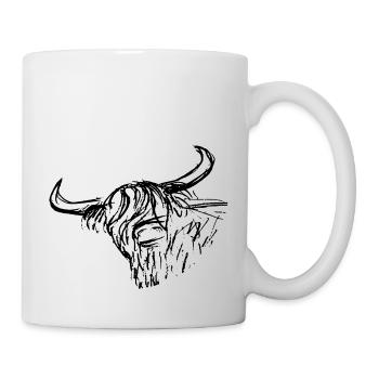 stylo écossais d’encre de highlander dessinant le croquis rugueux - Mug blanc - blanc - Droite