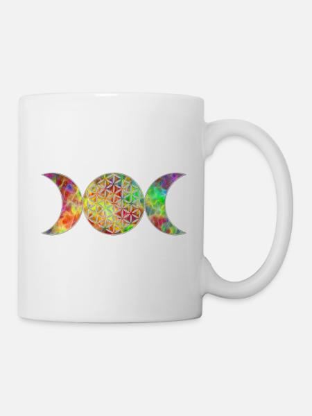 Blume des Lebens - Goddess Triple Moon 3 - Tasse - Weiß