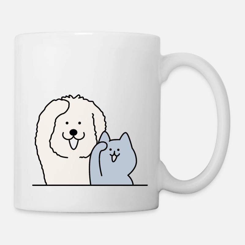 Hund und Katze - Tasse - Weiß