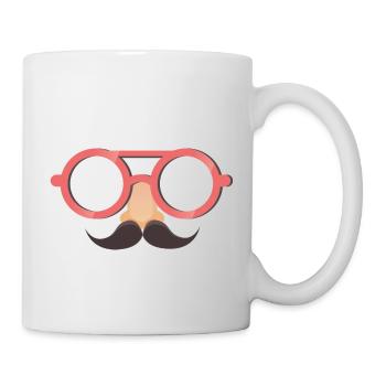 Brillen und Schnurrbart - Tasse - Weiß - Rechts