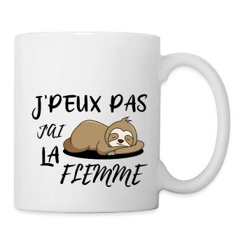 J'peux pas j'ai la flemme, vraiment trop la flemme - Mug blanc - blanc - Droite