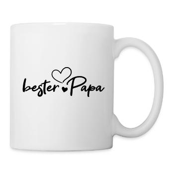 bester Papa mit Herzen - Tasse - Weiß - Rechts