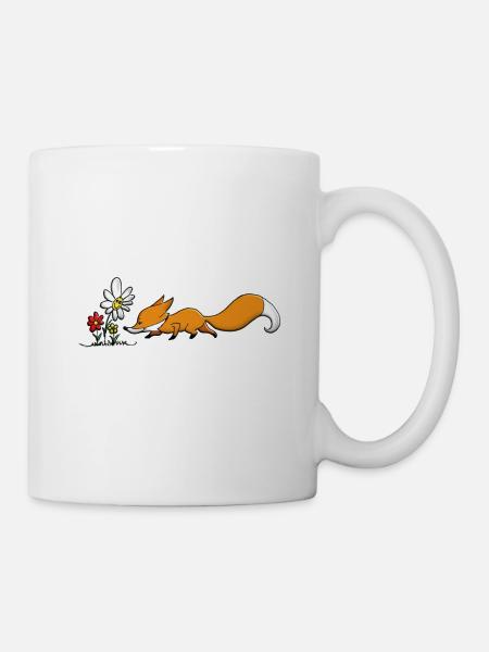 Renard Fuchs fleur - Mug blanc - blanc