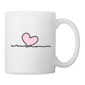 rosa Herz Linie - Tasse - Weiß - Rechts