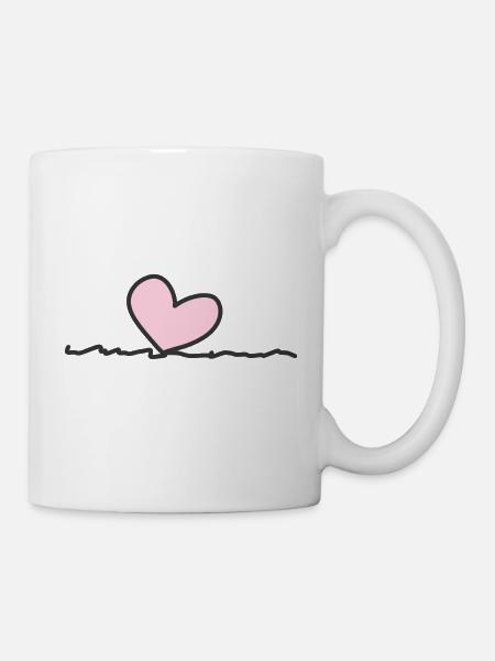 rosa Herz Linie - Tasse - Weiß